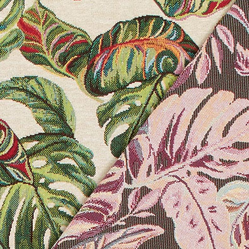 Jacquard Tapestry Monstera Palm – green/red,  image number 4