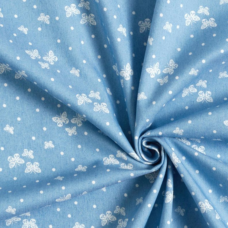 Chambray Dots and butterflies – light blue/offwhite,  image number 3