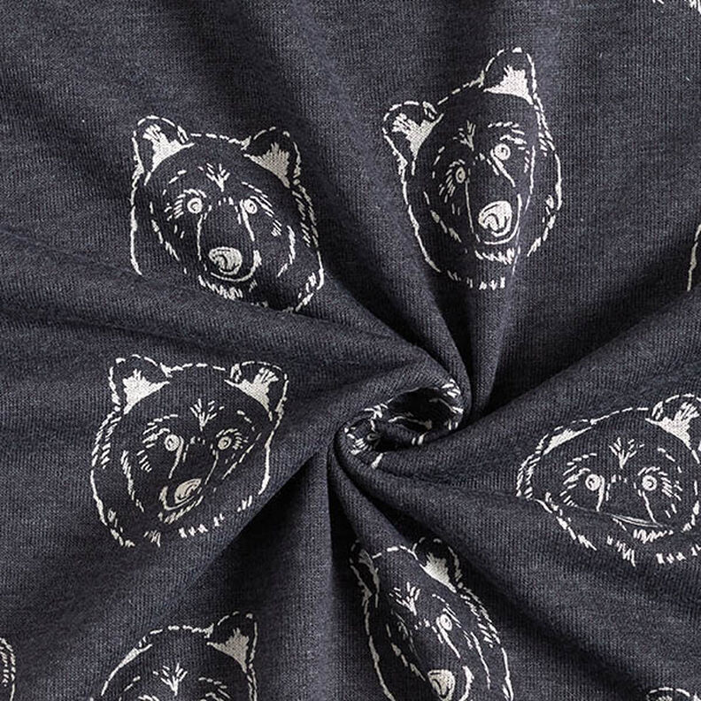 Brushed Sweatshirt Fabric Bear – midnight blue/light grey,  image number 3