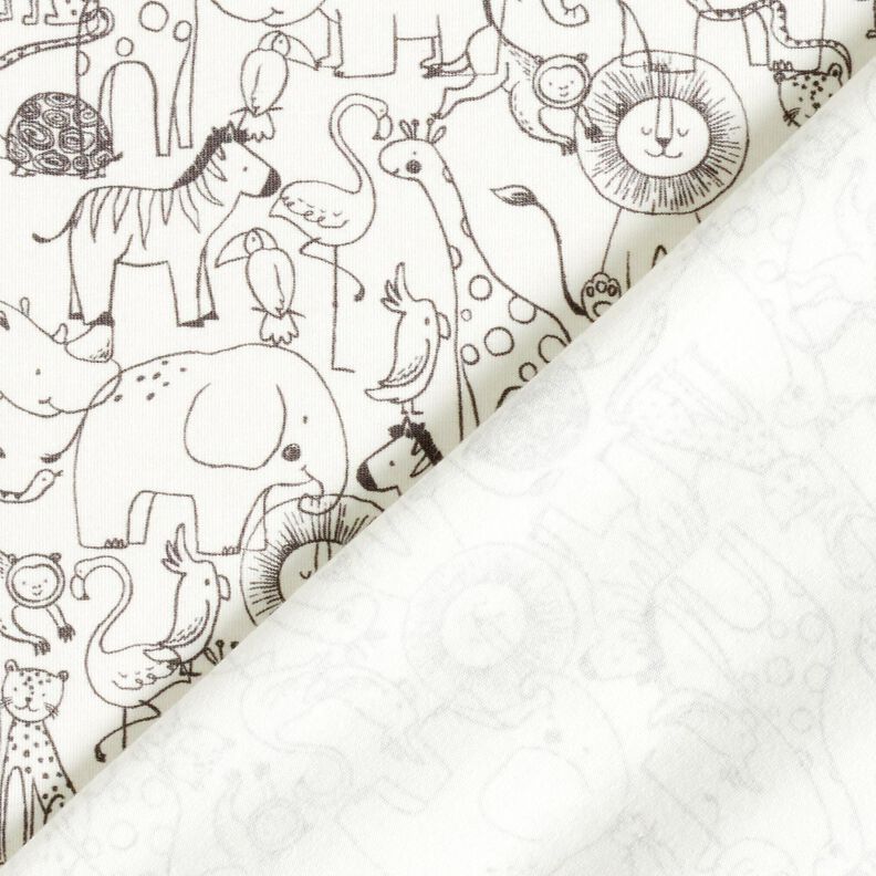 Cotton Jersey Bustling jungle animals – offwhite,  image number 4