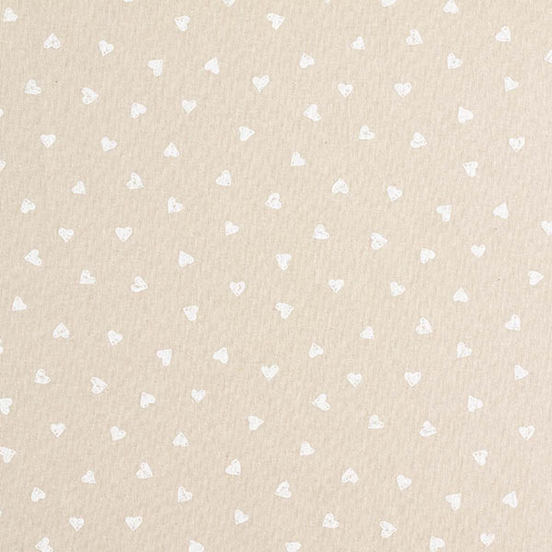 Decor Fabric Half Panama little hearts – white/natural,  image number 1