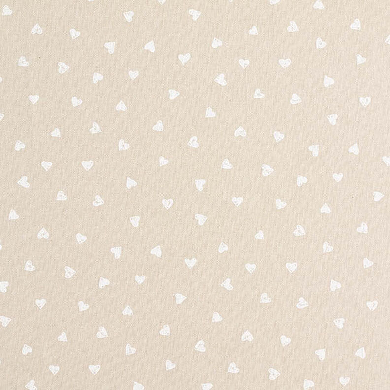 Decor Fabric Half Panama little hearts – white/natural, image number 1