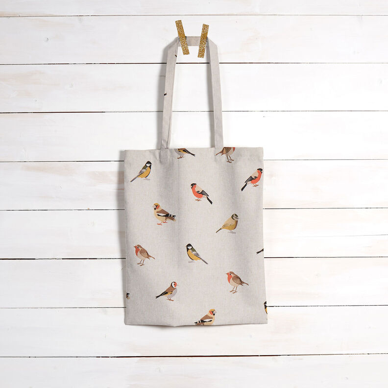 Decor Fabric Half Panama small garden birds – natural,  image number 9