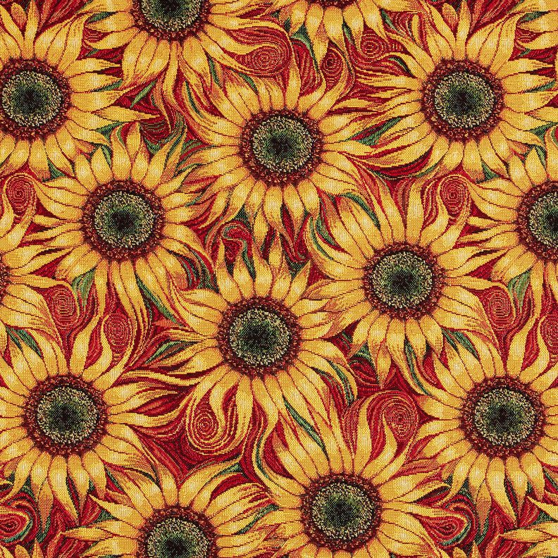 Decor Fabric Tapestry Fabric sunflowers – carmine/sunglow,  image number 1