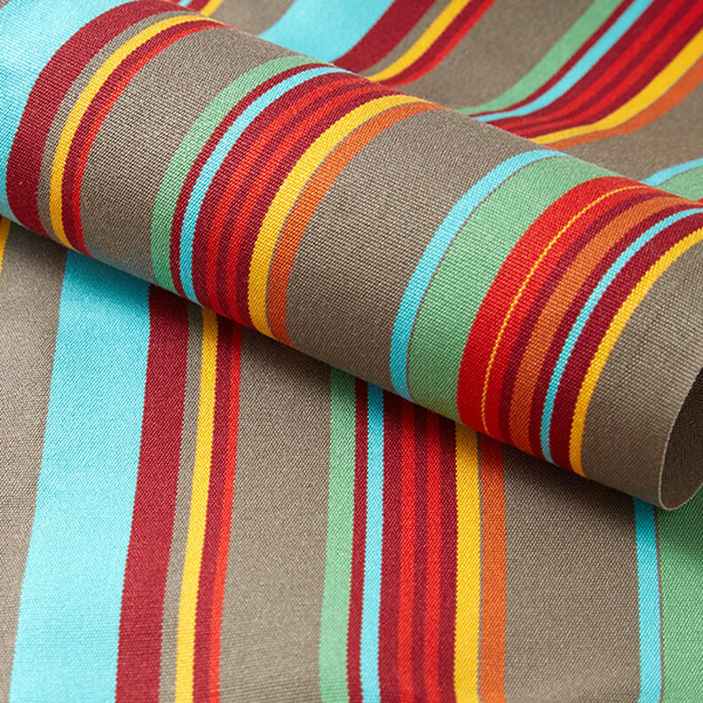Outdoor Deckchair fabric Longitudinal stripes 44 cm – taupe/light turquoise,  image number 3