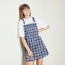 Cotton fabric tartan crash weave – royal blue/white,  thumbnail number 5