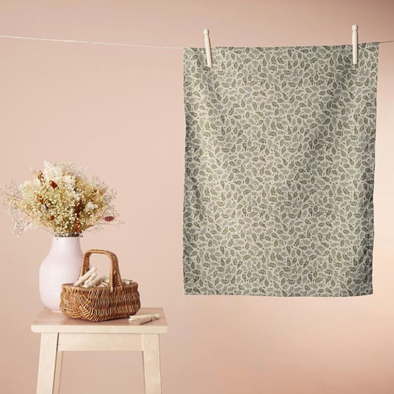 Decor Fabric Half Panama Delicate Leaves – natural,  image number 8