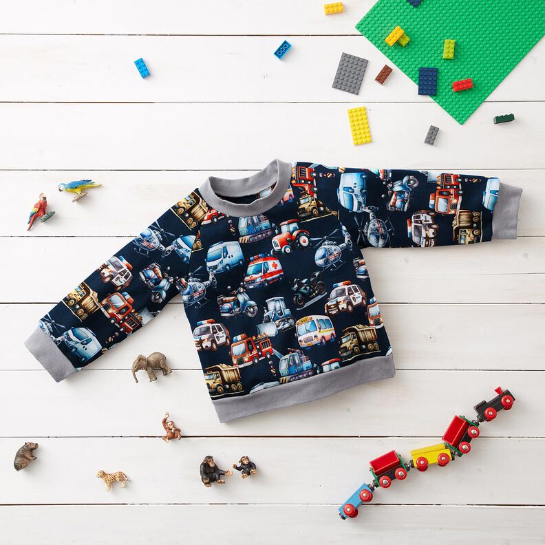 French Terry Vehicles Digital Print – navy blue, image number 5
