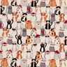 Decor Fabric Half Panama elegant cats – natural/grey,  thumbnail number 1