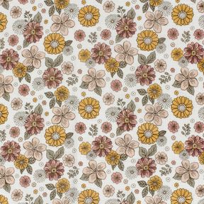 Double Gauze/Muslin Retro Flowers – white, 