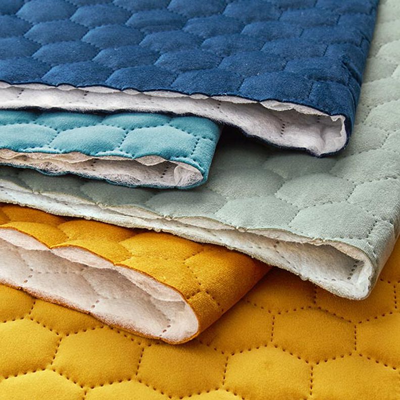 Upholstery Fabric Velvet Honeycomb Quilt – navy blue,  image number 6