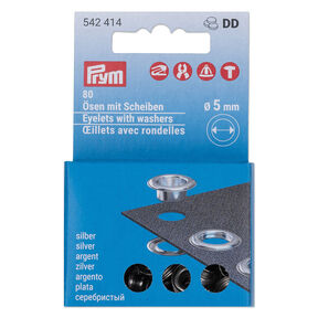 Eyelets with washers refill set [80 pieces | Ø 5 mm] | Prym – metallic silver, 
