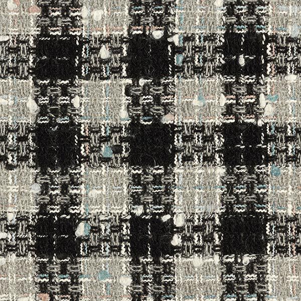 Loose wool blend fabric wide check – black/grey,  image number 1