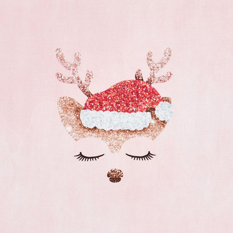 Cotton Jersey sleeping glitter deer Panel | Glitzerpüppi – rosé/light dusky pink, image number 7