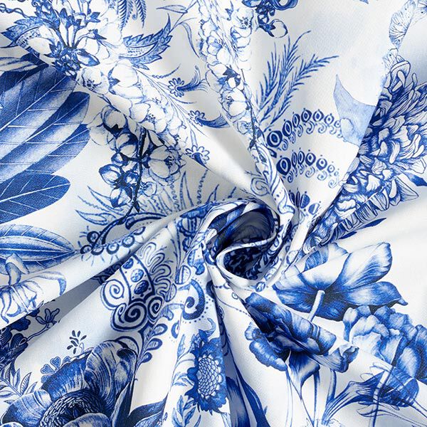 Decor Fabric Canvas opulent flowers 280 cm – royal blue/white,  image number 3