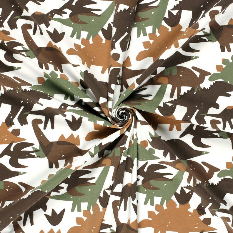 Cotton Jersey Camouflage Dinosaurs – ivory/chestnut,  image number 3