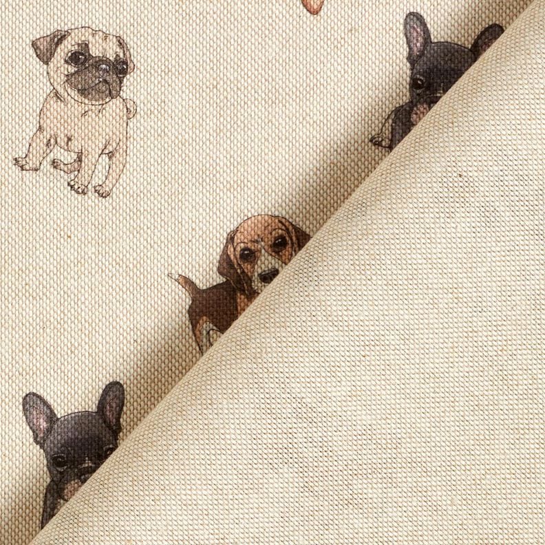Decor Fabric Half Panama puppies &ndash; natural/grey,  image number 4
