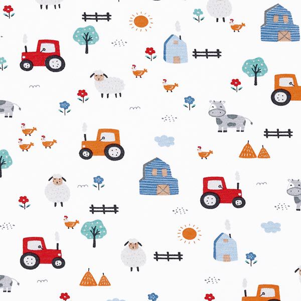 Cotton Jersey farmyard – white, image number 1