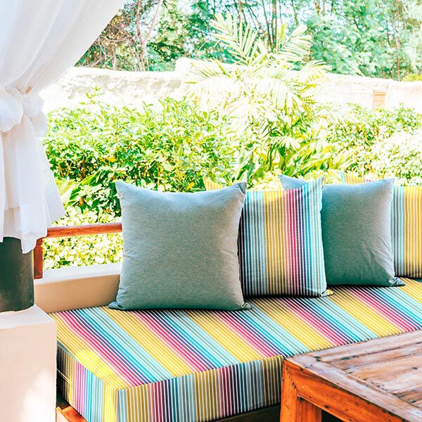 Outdoor Fabric Canvas Retro Stripes – yellow/turquoise,  image number 10