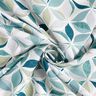 viscose fabric geometric floral pattern – white/aqua blue,  thumbnail number 3