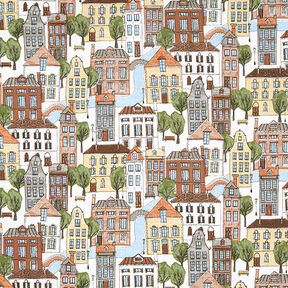 Decor Fabric Half Panama Little town – offwhite/olive, 