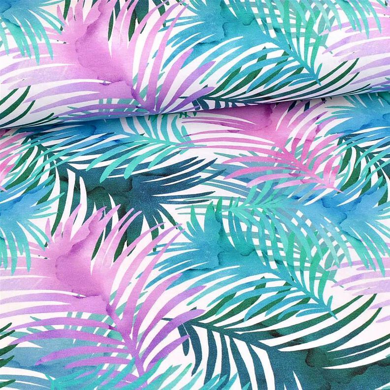 Cotton Jersey Colourful palm leaves | Glitzerpüppi – white,  image number 2