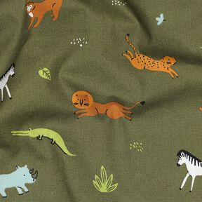 GOTS Cotton Poplin Steppe Animals | Poppy Fabrics – dark olive, 