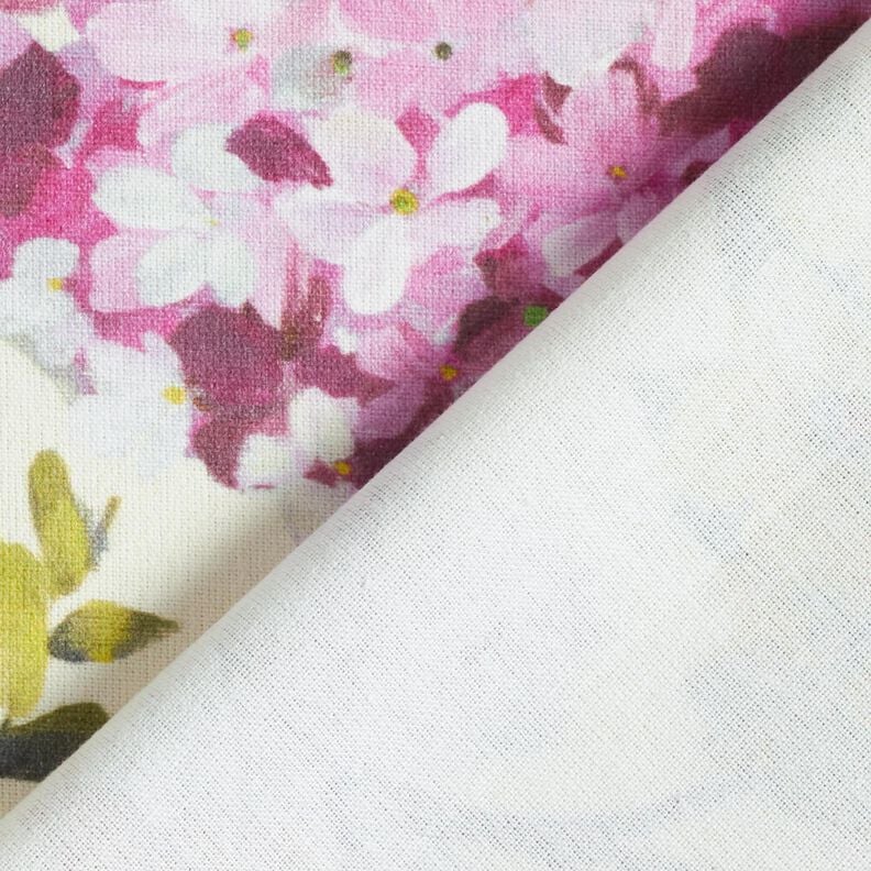 Decor Fabric Canvas Hydrangeas – cream/pale berry, image number 4
