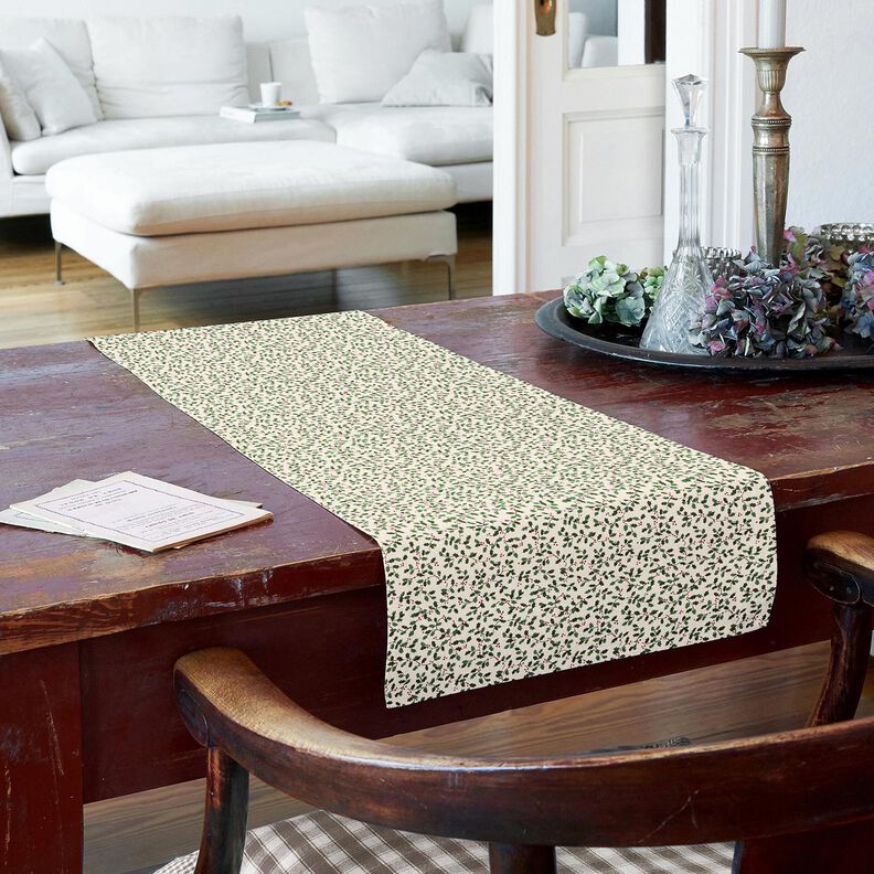 Decor Fabric Canvas Mini holly – natural/fir green, image number 6