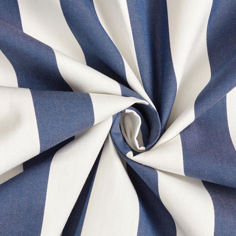 Outdoor Fabric Canvas Block Stripes – indigo/ivory,  image number 3