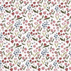 Cotton Jersey Flower meadow with little apples – offwhite, 