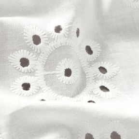 Floral broderie anglaise cotton fabric – white, 