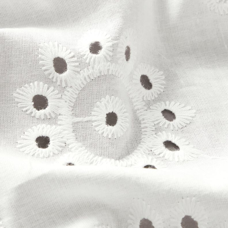 Floral broderie anglaise cotton fabric – white,  image number 2
