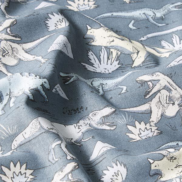 Cretonne Dinosaurs – blue grey,  image number 2
