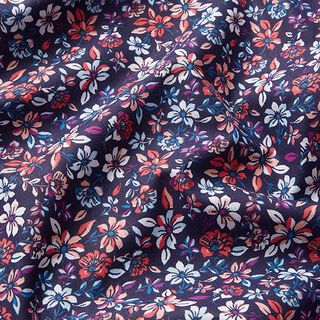 Cotton Cretonne small flowers – lobster/navy blue, 