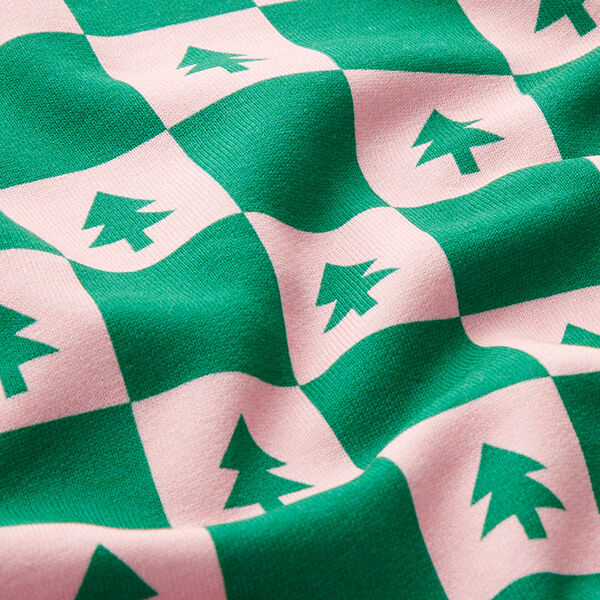 Fir Trees Soft Sweatshirt Fabric – juniper green/light pink, image number 2