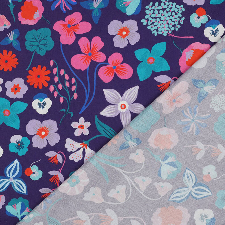 Cotton Poplin Meadow Flower Digital Print | Nerida Hansen – plum/aqua blue,  image number 4