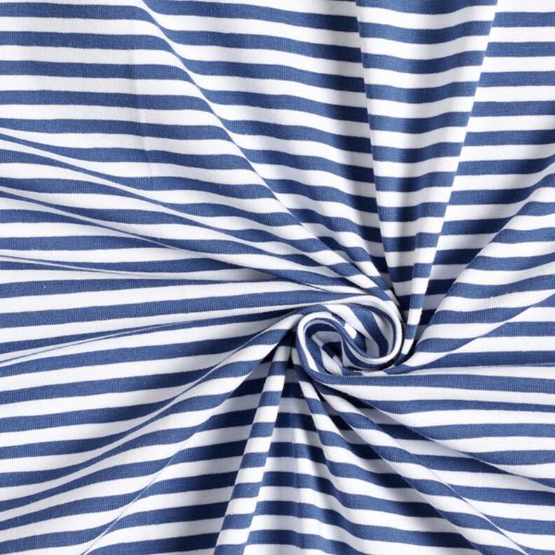 Cotton Jersey Narrow Stripes – denim blue/white,  image number 4
