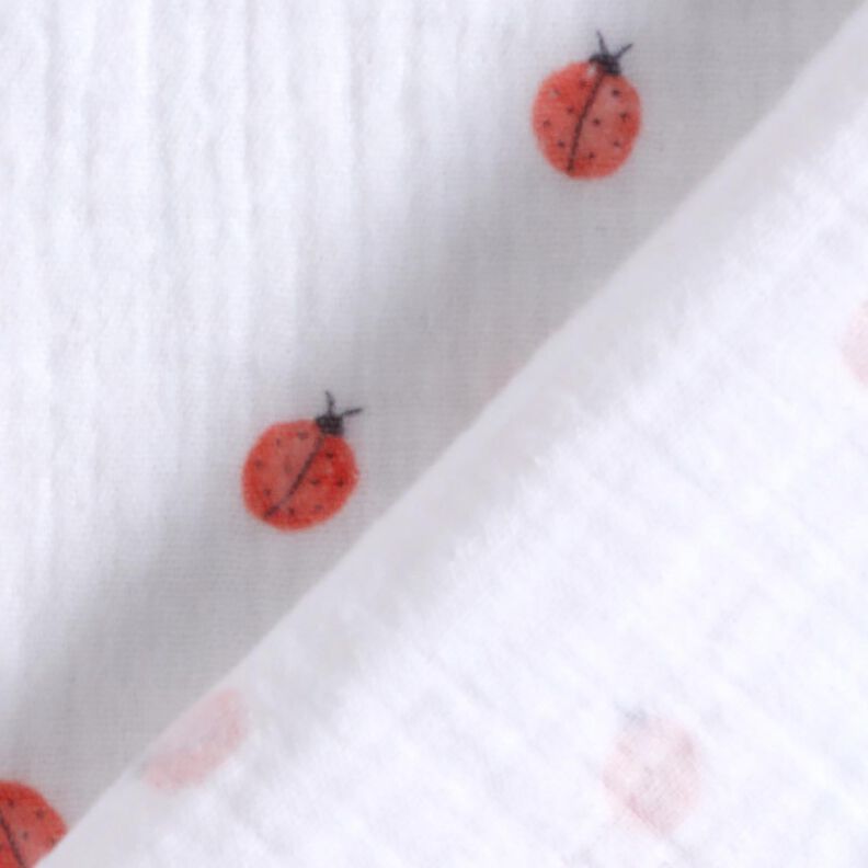 Double Gauze/Muslin Ladybird Digital Print | Poppy Fabrics – white,  image number 4