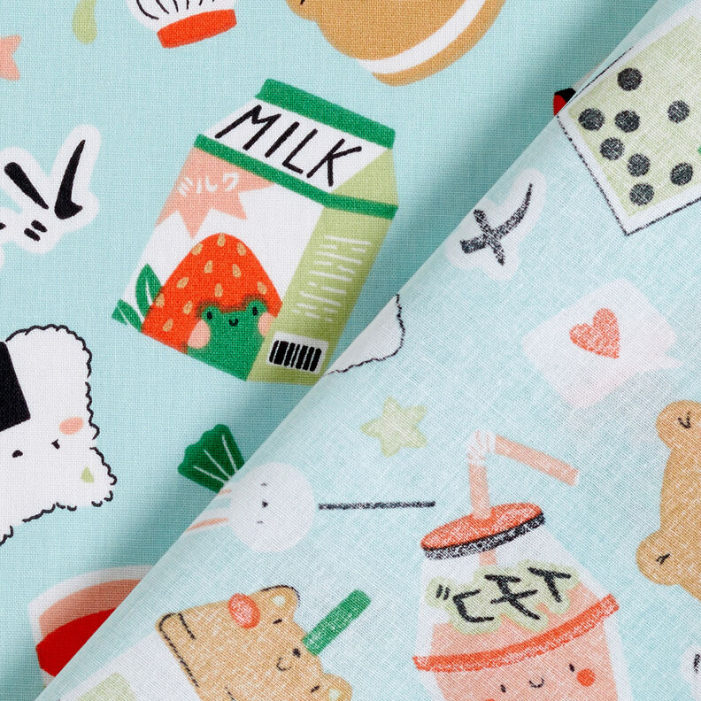 Cotton Poplin Manga Snacks – eucalyptus,  image number 5