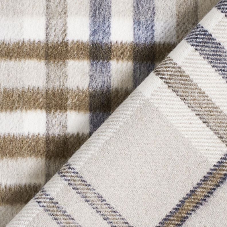 Coat Fabric Wool Blend roughened checks – light taupe/mocca,  image number 5