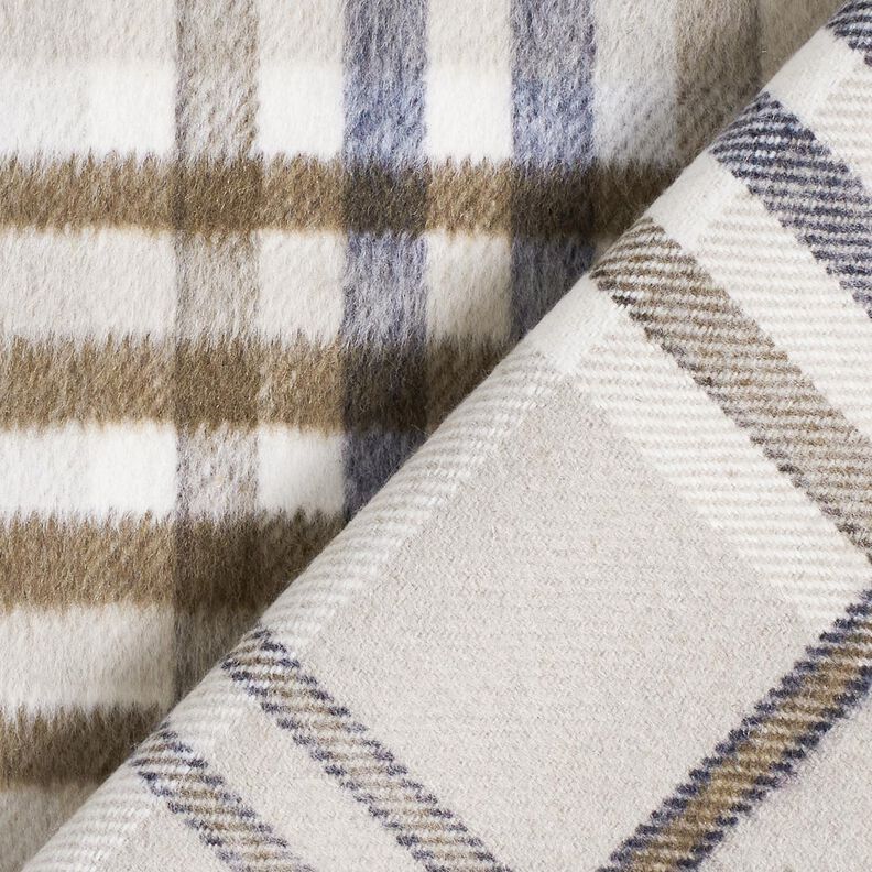 Coat Fabric Wool Blend roughened checks – light taupe/mocca, image number 5