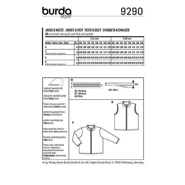 Jacket, Burda 9290 | 104-146,  image number 9