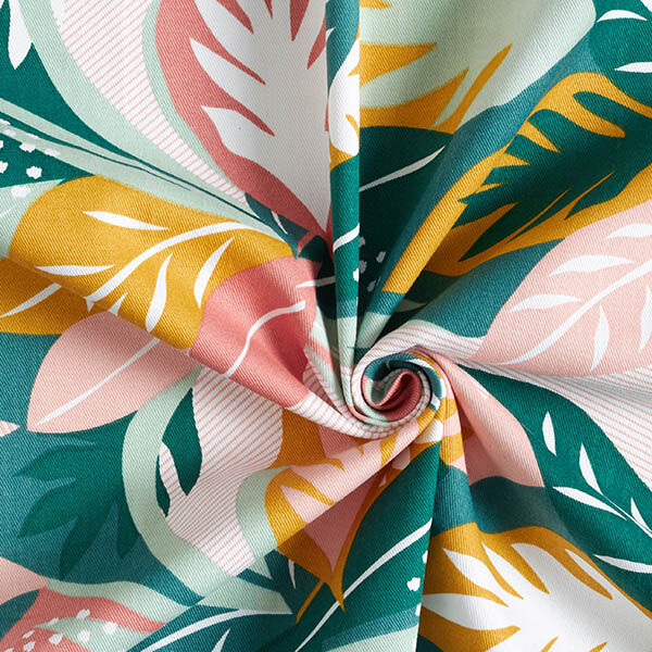 Decor Fabric Cotton Twill leaf sketches – pink/dark green,  image number 3