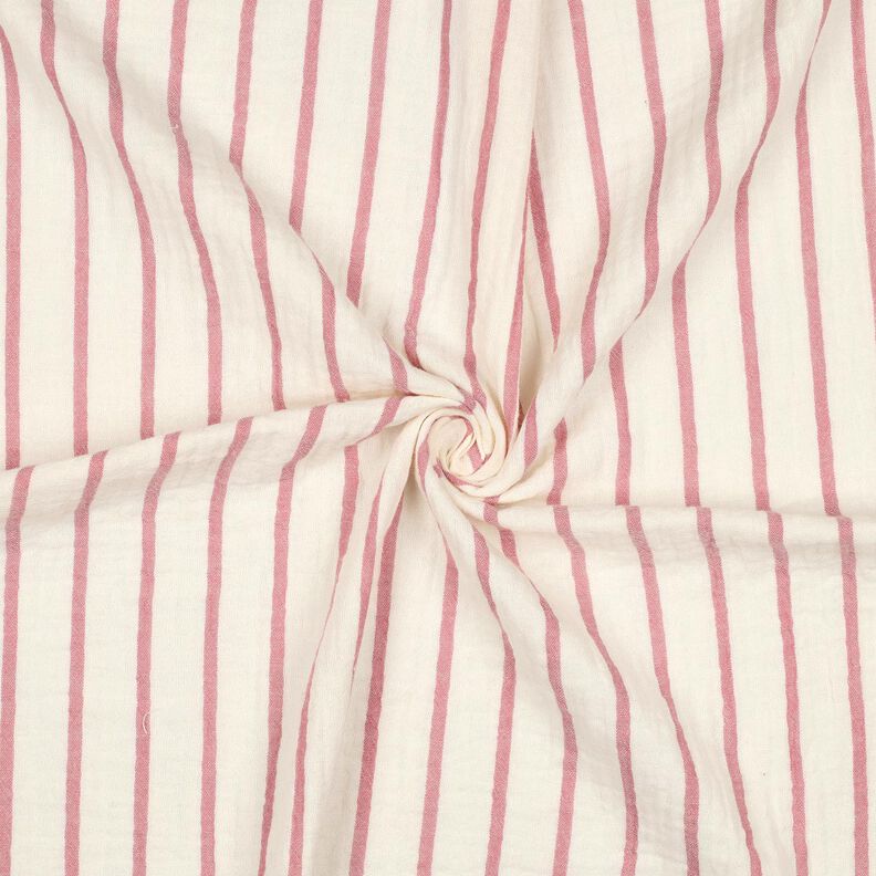 Double Gauze/Muslin yarn-dyed stripes  | Poppy Fabrics – pastel violet/offwhite,  image number 3