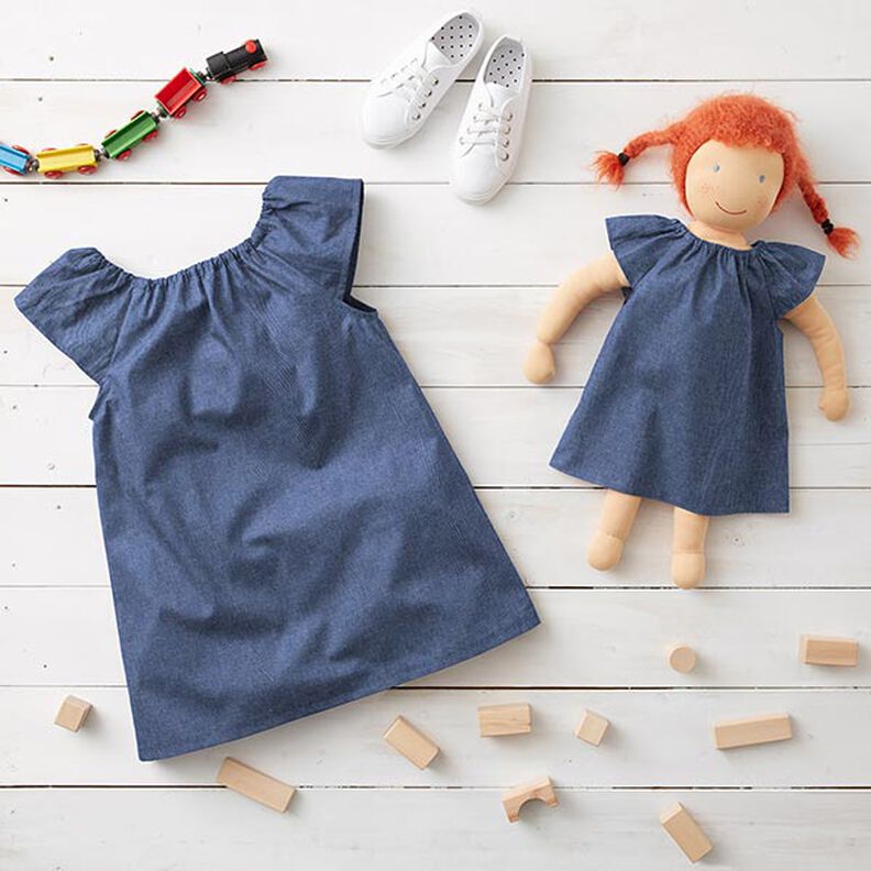 Denim-Look Cotton Chambray – navy blue,  image number 6