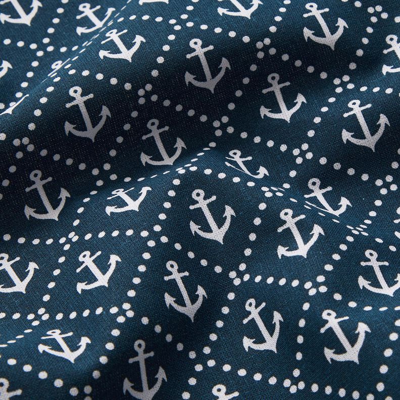 Cotton Cretonne classic anchor – midnight blue/white,  image number 2