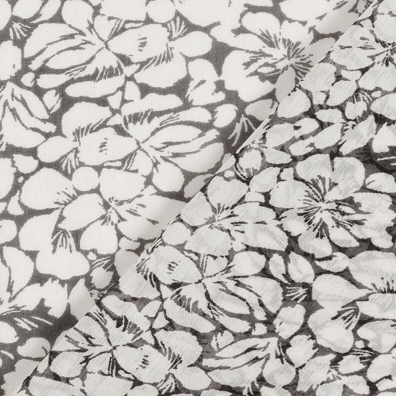 Crêpe Chiffon Floral Ornaments – white/black,  image number 4