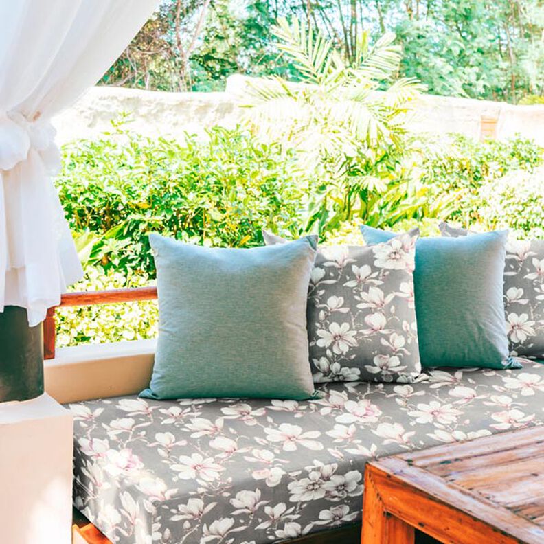 Outdoor Fabric Canvas magnolias – grey,  image number 6