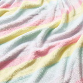 Cosy Fleece Pastel rainbow stripes – light yellow/pink, 